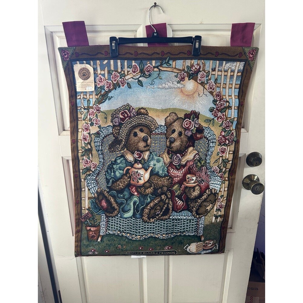 NWT Vintage 1996 Boyds Bears & Friends Afternoon for Tea Tapestry Wall Hanging